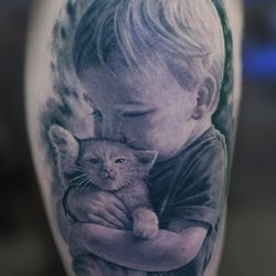Мальчик и котенок Любовь