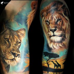 Лев и львица на природе