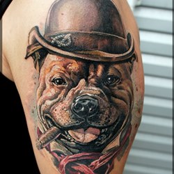 Собака в шляпе с сигарой