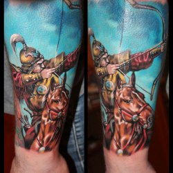 Татуировка воин на лошади