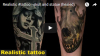 Реалистичная черно-белая татуировка статуи и черепа в цвете 3д (видео по ссылке)