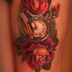Часы и розы